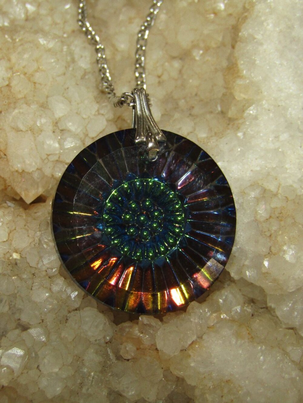 Sarah Coventry Dichroic Iridescent Glass Necklace